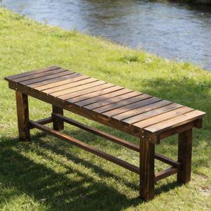 Outdoor Garden Bench, Solid Wood Patio Park Bench All-Weather 2-Person Seat Backless Bench, Anti-Corrosion Anti-Rust Garden Benches for Deck, Porch, Poolside, Yard & Balcony (Carbonized, 35.5 in)