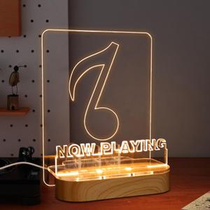 YuanDian Light up Now Playing Vinyl Record Stand, Now Spinning Record Stand, Wooden Acrylic Holder for Album Display Storage, Vinyl Record LED Display Storage Collection Holder with USB Powered