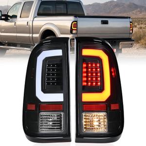 Nilight Taillight Assembly Compatible with 2008 2009 2010 2011 2012 2013 2014 2015 2016 Ford F250 F350 F450 Super Duty Incandescent Type Upgrade LED Tube Tail Lights Rear Brake Lamps (LED Black- C Shape-Pair)