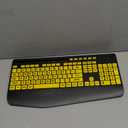 SABLUTE Large Print Computer Keyboards, Wired USB High Contrast with Wrist Rest, Phone Holder Oversized Print Letters Easy to Read for Visually Impaired Vision Individuals (Yellow+Black)