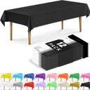 DecorRack 12 Rectangular Tablecloths BPA-Free Plastic, 54 x 108 inch, Dining Table Cloth, Rectangle Table Cover for Parties, Picnic, Camping and Outdoor, Disposable or Reusable, Black (12 Pack)