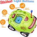 Kidz do 2 Pack Dinosaur Toys Remote Control Cars for Toddlers Ages 2 3 4 5, Christmas Birthday Gifts for 2-5 Year Old Boys, Dinosaur RC Car Toys with Music and Lights (Green Blue)
