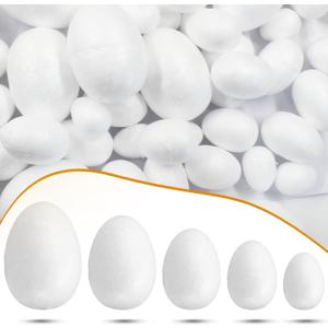 Murtenze 90PCS 5 Sizes Fake Eggs Easter Eggs Craft Foam Eggs, White DIY Painting Solid Eggs for Easter Christmas Halloween Holiday Crafts Making Handmade DIY Painting School Projects