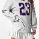 SOLY HUX Hoodies for Women Number Graphic Hooded Sweatshirt Drop Shoulder Long Sleeve Y2k Pullover Tops, Grey Letter, X-Small