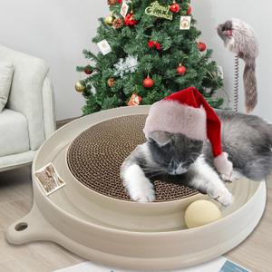 AUOON Cat Scratcher Toy, Cat Toy, Scratch pad,Scratching,Post Pad Interactive Training Exercise Mouse Play Toy with Ball (Milk Shake)