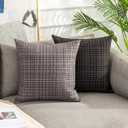 Kevin Textile Pack of 2 Decorative Outdoor Waterproof Pillow Covers Garden Cushion Sham Throw Pillowcase Shell for Patio Tent Couch 12x20 Inch Black