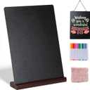 11.7x16.5 Inch Tabletop Chalkboard with Wood Base, Menu Chalkboard Stand, Message Board, Bar and Special Event Decorations, Hanging Double-Sided Chalkboards Sign for DIY Home Decoration-Walnut