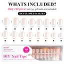Press On Nails - Short Square Acrylic Nails, 160pcs, Fake Nail Tips for DIY Nail Art, Soft Gel, Glazed Donut, 16 Sizes