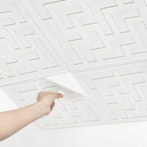 Ceiling Tiles Peel and Stick Foam-32 Pcs, Covered 42 Sq.Ft-3D Wall Panels Peel and Stick- Easy to Install and Cut for Ceiling and Interior Wall Decor 13.8 x 13.8 inch (White)