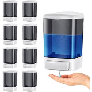 Hushee Manual Hand Soap Dispenser Plastic Wall Mounted Commercial Soap Dispenser for Liquid Containers Kitchen Hotel Restaurant Bathroom Shower Shampoo Gel, Black, 33.8oz/1000ml (8)