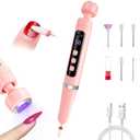 Nail Drill UV LED Cordless Nail Drill Pen for Home DIY Manicure Pedicure Rechargeable, Portable, Multi Function Nail File Kit (Pink)