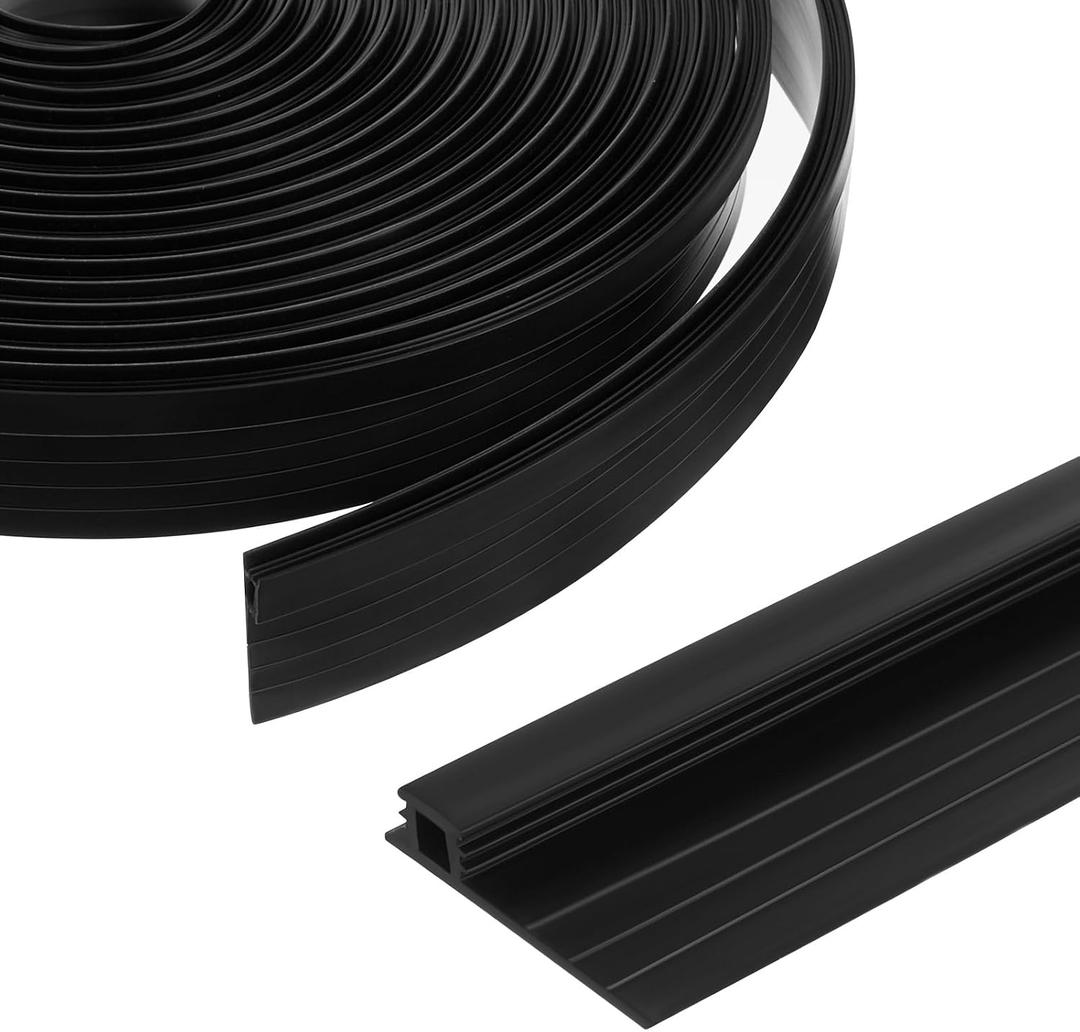 Pushglossy 28 ft Vinyl Sliding Screen Door Bug Seal Strip Adjustable Width 3/4" to 1-3/8" Bug Strip Screen Door Weather Stripping Side Insect Draft Stopper Seal for Window Patio Frame Filler(Black)