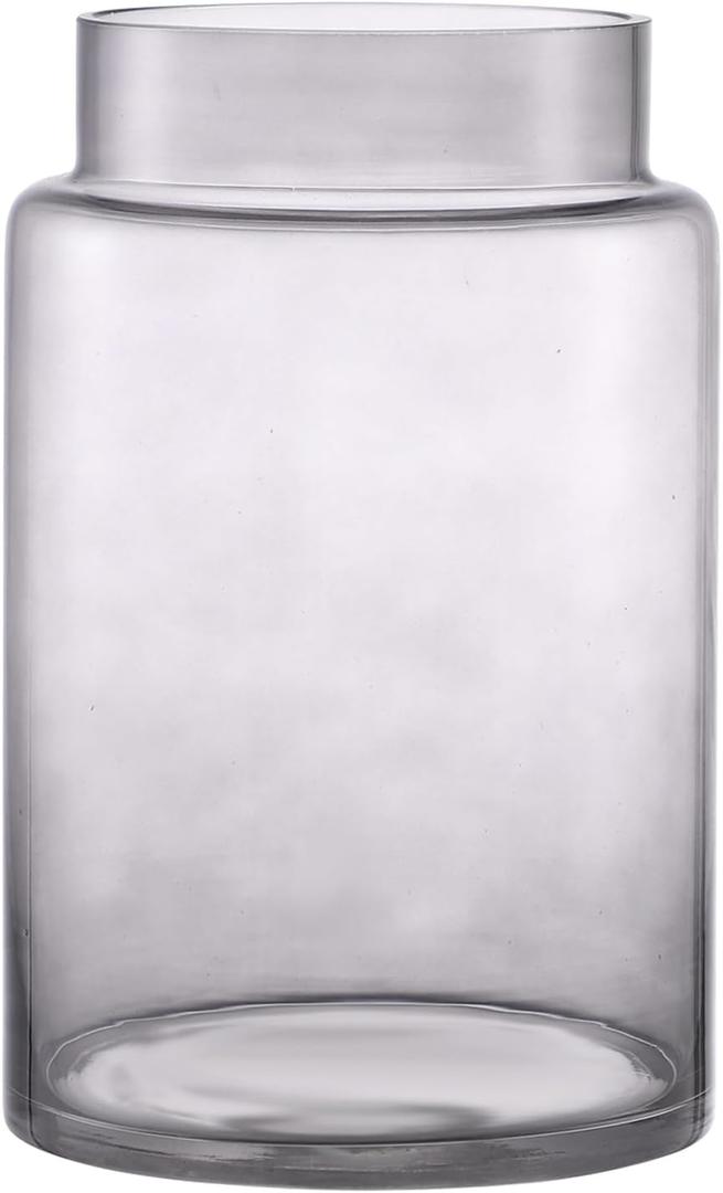 Large Glass Vase, 9 Inch Flower Vase, Black Vase, Glass Flower Vase for Bouquet, Tall Vases, Wide Mouth Vases for Flowers, Large Vases for Home, Wedding, Living Room, Office Decor