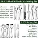 80 Pieces Silverware Set with Serving Utensils Set, CEKEE Stainless Steel Flatware Set for 12 with Steak Knives, Heavy Duty Cutlery Set, Kitchen Utensil Sets for Home Restaurant, Dishwasher Safe