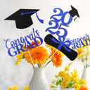 4 x Graduation Decorations 2025, 16 PCS Black Blue Graduation Centerpieces for Tables, Double-Sided Table Toppers Centerpieces, Class of 2025 Grad Party Decorations 2025