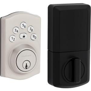 Kwikset Powerbolt 240 5-Button Keypad Satin Nickel Traditional Electronic Deadbolt Door Lock, Featuring Convenient keyless Entry, Customizable User Codes and auto Locking