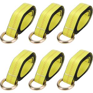 6PCS 2 Inch x 8.2 Ft Lasso Tow Strap with D Ring, 10,000Lbs Load-Bearing Auto Tie Down Straps, D Ring Wheel Lift Straps Tow Truck Straps for Trailer Tow Truck, Yellow
