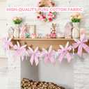 Easter Bunny Ear Garland Pink Gingham Bow Garland with Bunny Ears Coquette Easter Rabbit Banner Hanging Decor for Spring Birthday Baby Shower Party Supplies Home Wall Window Decoration