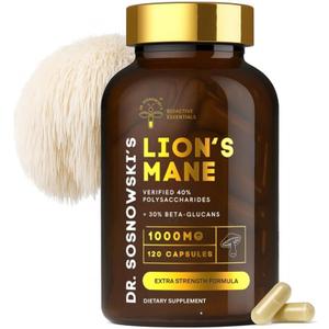Dr Sosnowski's BioActive Lion's Mane Mushroom Capsules | Potent 1000mg High Strength Lion's Mane Extract (120 Capsules)
