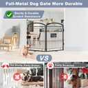 Full Metal Free Standing Dog Gate with Door for Indoor Outdoor, 48'' Extra Wide 32'' Tall Dog Gate for Doorways,Large Openings,Decks,Pet Puppy Freestanding Safety Fence(2 Panels,Black)