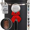 Veken Coffee Canister with Window,Airtight Stainless Steel Pantry Container,Home Kitchen Food Storage Organizers for Ground,Beans,Espresso,Rice,Tea,Sugar,Cereal, Decor,Bar Accessories,Gifts, 22OZ, Black