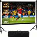 Portable Projector Screen with Stand, 120" Outdoor Movie Projector Screen | Foldable & Washable 2-in-1 projection screen outdoor indoor, ideal for home theater, backyard and camping movie nights