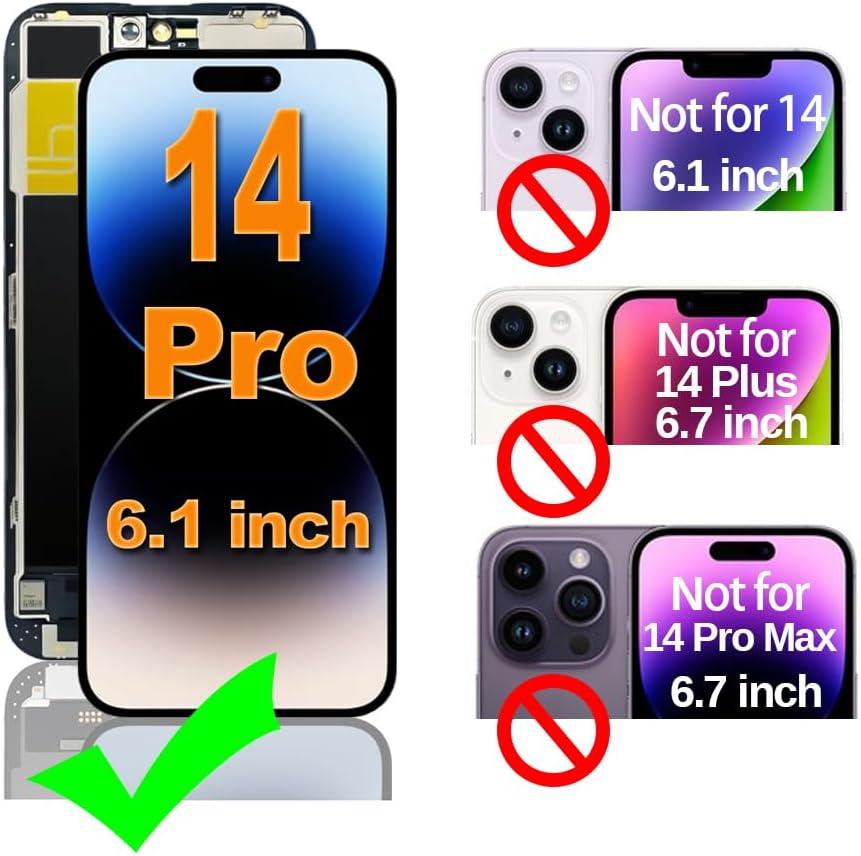Fixerman for iPhone 14 Pro Screen Replacement 6.1 inch, 3D Touch LCD Display Digitizer Assembly with Repair Tools