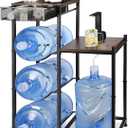 CAROD 5 Gallon Water Jug Holder, Water Storage Rack Water Dispenser Stand With Wood Tabletop Shelf, 5 Gal Water Bottle Holder Water Cooler Jug Rack with 2 Wood Storage Shelves