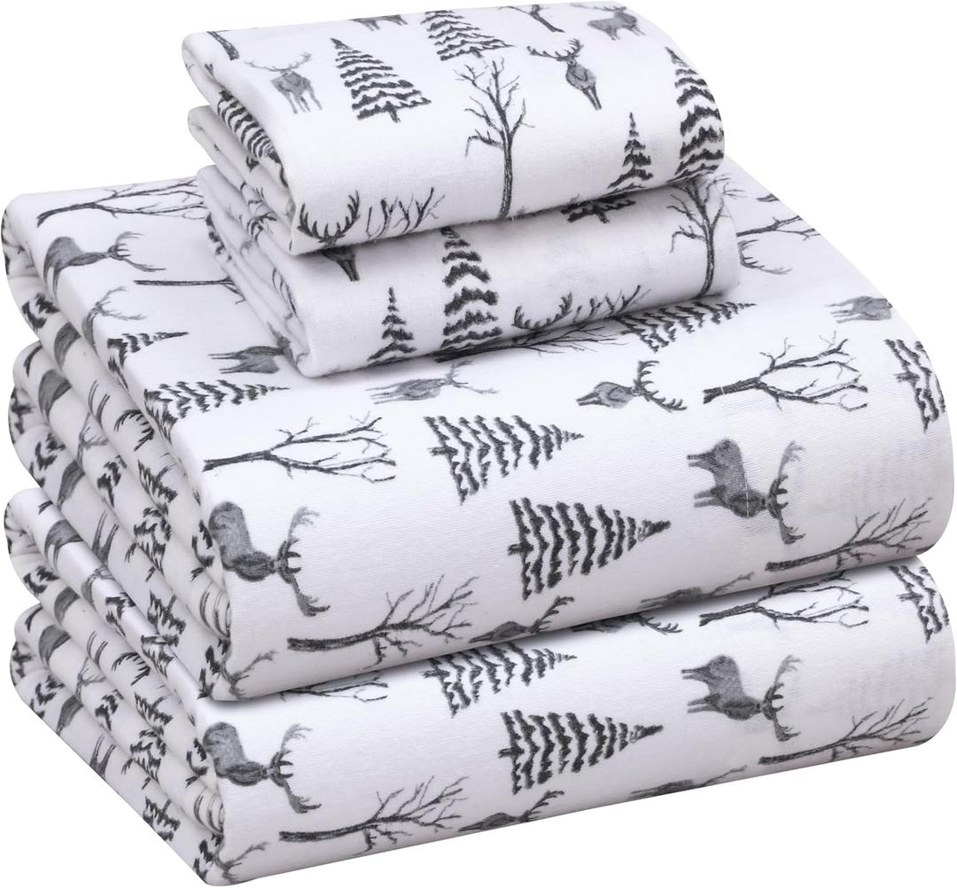 RUVANTI Flannel Sheets Full Size - 100% Cotton Double Brushed Bed Sheets Set, Deep Pockets 16 Inches, All Seasons Breathable & Extra Soft Full Sheets, Warm & Cozy, 4 Piece, Dry Winter