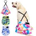 Avont 3 Pack Washable Female Dog Diaper with 1 Suspender, Reusable Girl Doggie Underwear Pants for Heat Cycle Period Incontinence Detachable Strap -Tie-dye Pattern XL