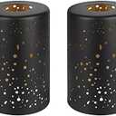 ALUCSET Cylinder Metal Lampshade, Sky Stars Design, Fixture Replacement Globes or Shades with 1-5/8 Inch Fitter Opening, Set of 2 (Black/Gold)