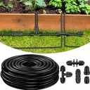 Pawfly 50 ft 1/2 Inch Drip Irrigation Tubing Main Tube, 1/2 Irrigation Tubing for Garden Irrigation System, Flexible PVC Main Line with 5 Barbed Locked Drip Irrigation Parts, 1/2" Drip Irrigation