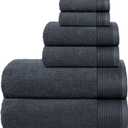 Belizzi Home 100% Cotton Ultra Soft 6 Pack Towel Set, Contains 2 Bath Towels 28x55 inch, 2 Hand Towels 16x24 inch & 2 Washcloths 12x12 inch, Compact Lightweight & Highly Absorbant - Charcoal Grey