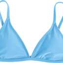 SHENHE Girl's 3 Piece Swimsuits Cute Spaghetti Strap Triangle Bikini with Ditsy Floral Cover Up Teen Bathing Suits (Blue, 9 Years)