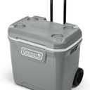 Coleman Classic Series Insulated Portable Rolling Cooler with Wheels, Leak-Resistant Outdoor Hard Cooler Keeps Ice up to 5 Days, 65-Quart