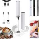 ilu Rechargeable Milk Frother | Drink Mixer | Coffee Frother Handheld with USB-C Charging, stainless steel body, foam, stirrer for Milk, Coffee, matcha, cappuccino, latte, egg (WHITE)