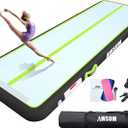 AWSUM Inflatable Air Gymnastics Mat 10ft/13ft/16ft/20ft/23ft Training mat 4/8 inches Thick tumbling mat with Electric Pump for Home/Gym/Outdoor (6.6ft*3.3ft*4in(2*1*0.1M), Grass Green/Black)