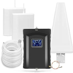 Cell Phone Booster for Home & Multi-Room, Cell Phone Signal Booster with 2 Indoor Panel Antennas for Band 66/2/4/5/12/17/13/25,Up to 8000 Sq.Ft,Boost 4G 5G LTE Data for All U.S. Carriers, FCC Approved
