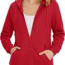 MAGCOMSEN Women's Fleece Lined Zip Up Hoodies Casual Hooded Jacket Workout Full Zip Sweatshirts Pocket Coats Size M