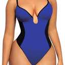 SHAPELLX Shapewear Bodysuit for Women Thong Backless Body Shaper Tummy Control U Plunge Strapless Top Corset Bodysuit, M