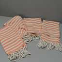 Bazaar Anatolia Hand Towels - Set of 4 | 39" x 19" - Striped Turkish Hand Towel for Bathroom, 100% Cotton, Kitchen, Face, Hair, Tea, Dishcloth, Orange Striped Towels - Arpa Orange