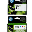 4-PACK HP 910XL BLACK & 910 COLOR INK