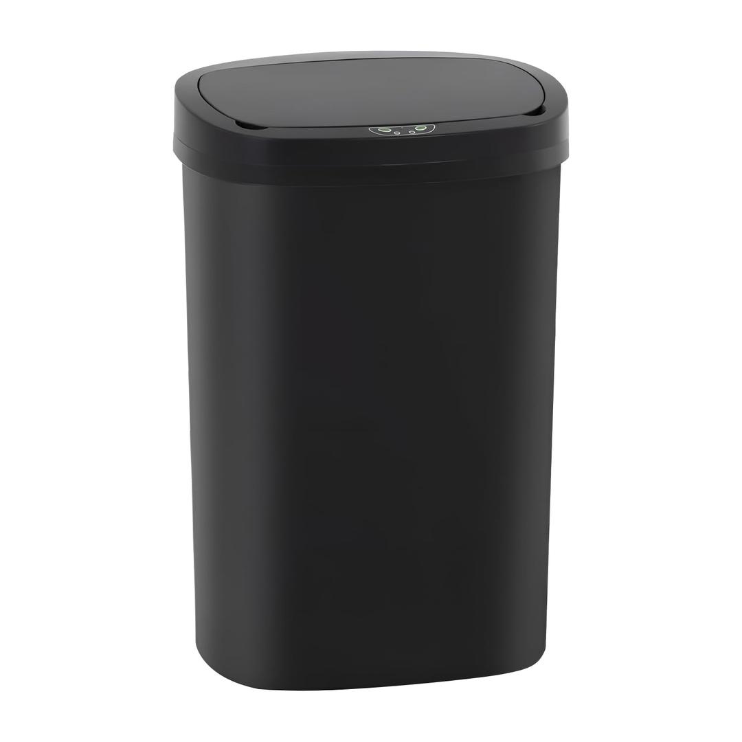 BestOffice | 13 Gallon Can with Lid | Automatic Touchless Garbage Can | Odor Control | Modern Oval Design | Easy to Clean | Plastic | Black | Fits Any Kitchen, Bathroom, Office or Home