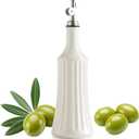 LYEOBOH Olive Oil Dispenser Bottle, Oil Dispenser for Kitchen, Ceramic Cooking Vinegar Dispensing Bottles with Spout, White