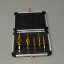 Step Drill Bits, 5PCS Spiral Grooved HSS Titanium Step Drill Bit Set, 50 Sizes High Speed Steel Step Bits for Metal with Aluminum Case