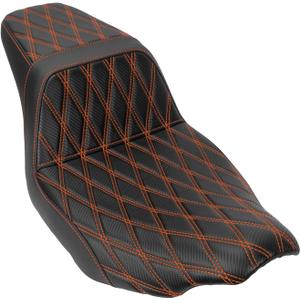 One-piece Two-Up Seat Driver Passenger Seat Fit for Harley Touring Street Glide FLHX Road Glide FLTRX Street Glide Ultra FLHXU CVO Road Glide ST FLTRXSTSE 2023 2024 2025 (Orange Stitching)