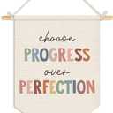 Classroom Wall Decor, Progress Over Perfection Pennant Flag Banner, Inspirational Wall Hanging Decor for Kindergarten Boho Classroom Kids Toddler Playroom, Teacher Gifts 15x11 Inch
