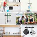 Huryfox Heavy-Duty Stainless Steel Broom Holder, Black, Wall Mount, 1-4 cm Diameter Compatible, Adjustable, 3 Racks, 2 Hooks, Space-Saving