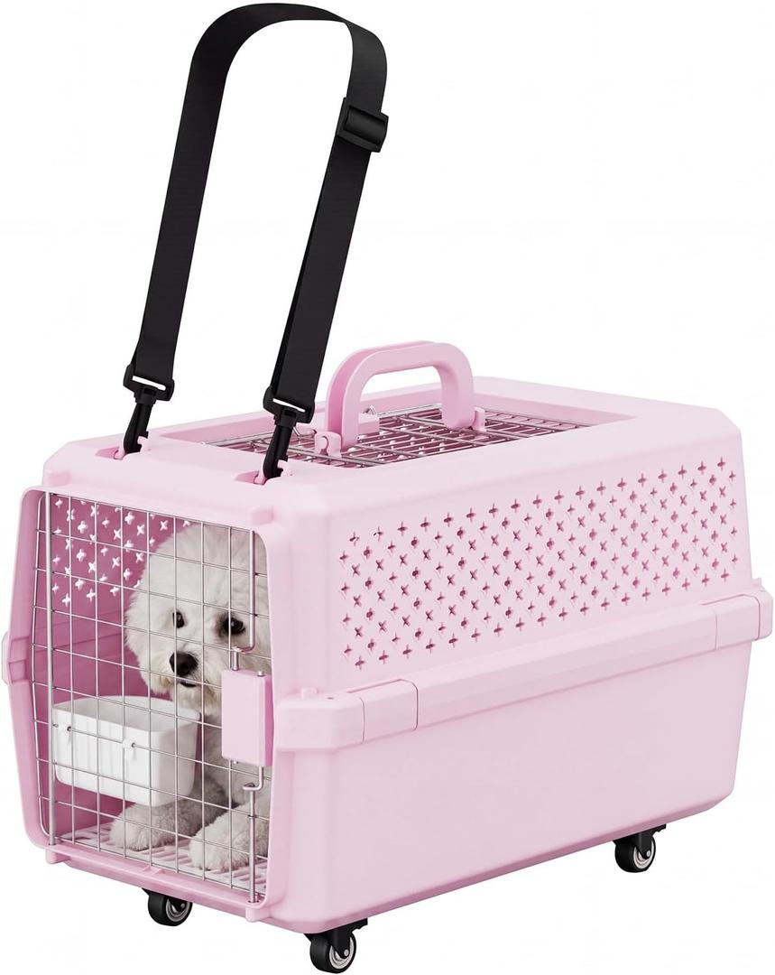 RIZZARI Hard-Sided Carrier: Opening Top Rolling Crate Ventilated 25 lbs