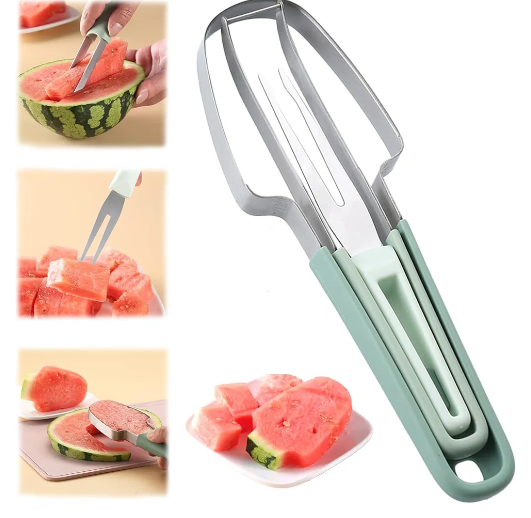 Pack Of 2 Fantexy 3in1 Watermelon Slicer and Popsicle Maker  Stainless Steel Melon Cutter Tool for Camping and Kitchen